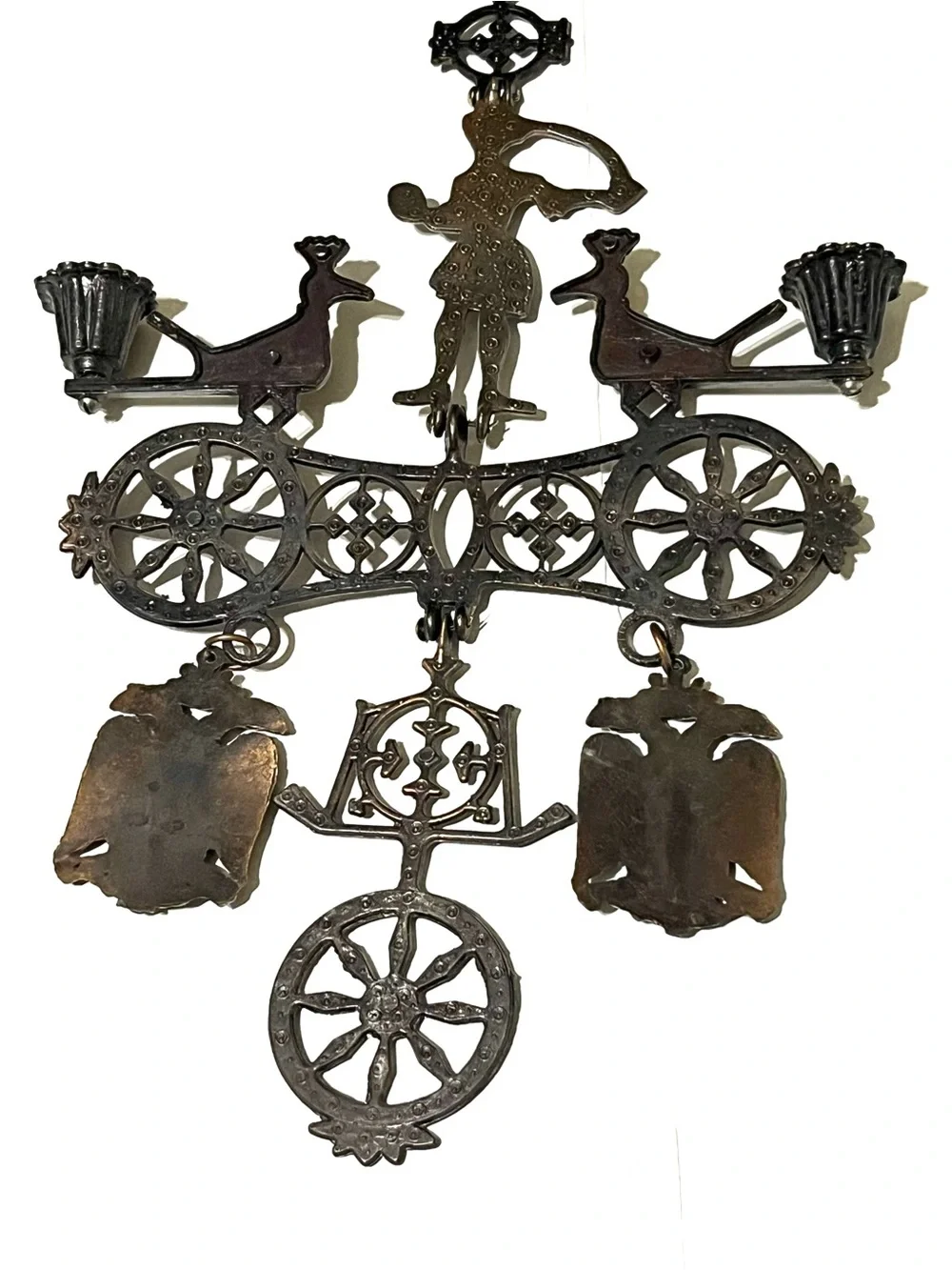 Antique-Style Brass Wall Hanging in Dark Bronze